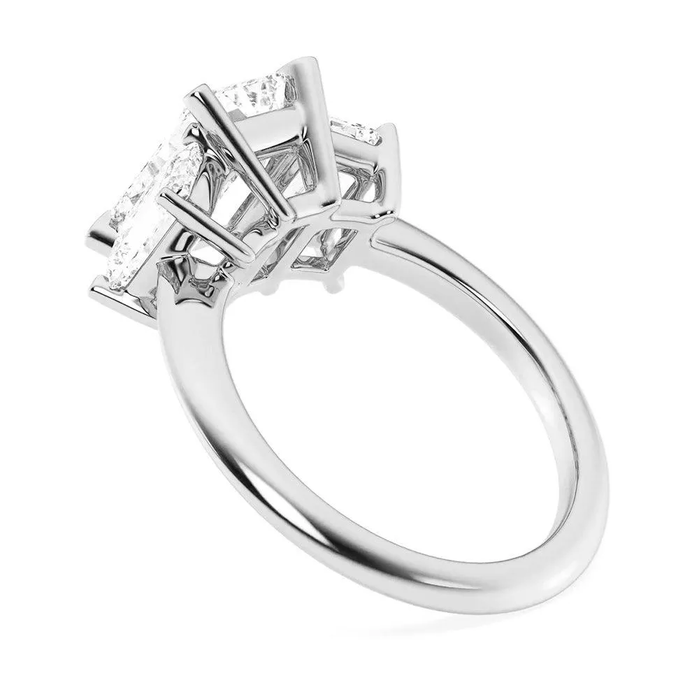 Emerald Cut Three Stone Engagement Ring
