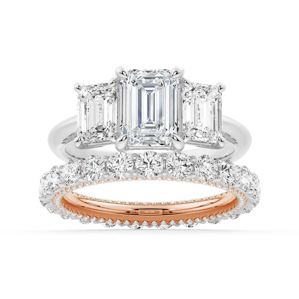 Emerald Cut Three Stone Engagement Ring