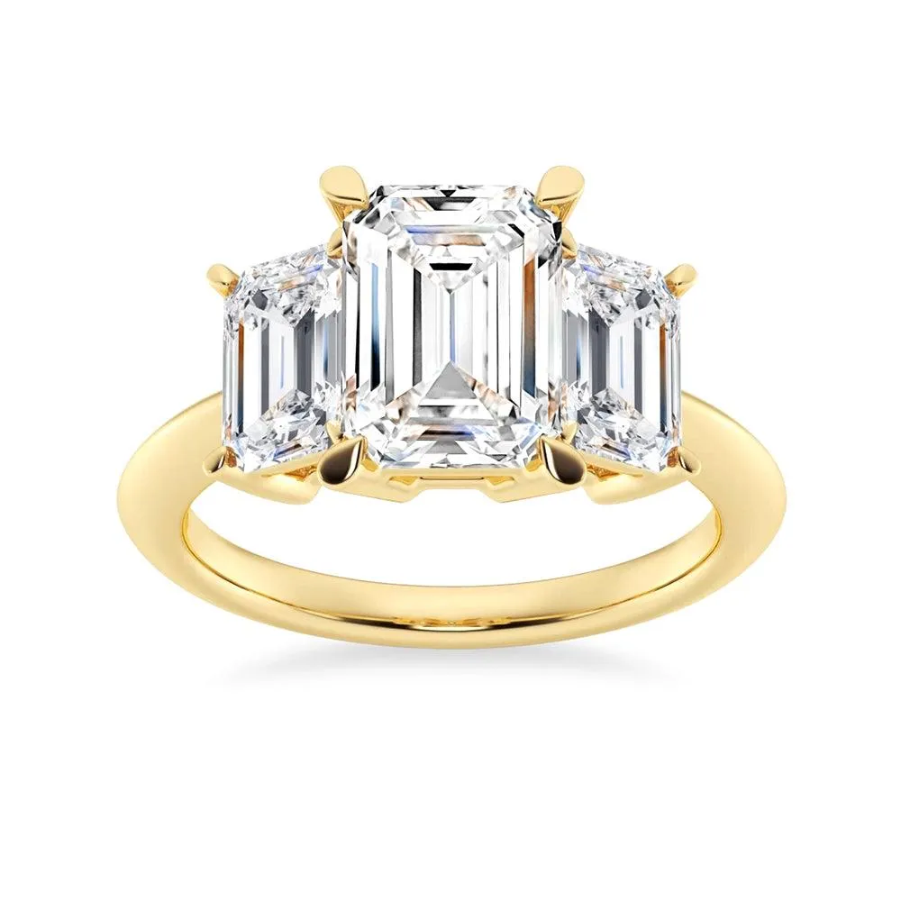 Emerald Cut Three Stone Engagement Ring