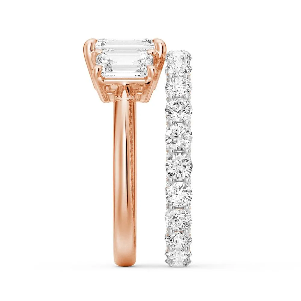 Emerald Cut Three Stone Engagement Ring
