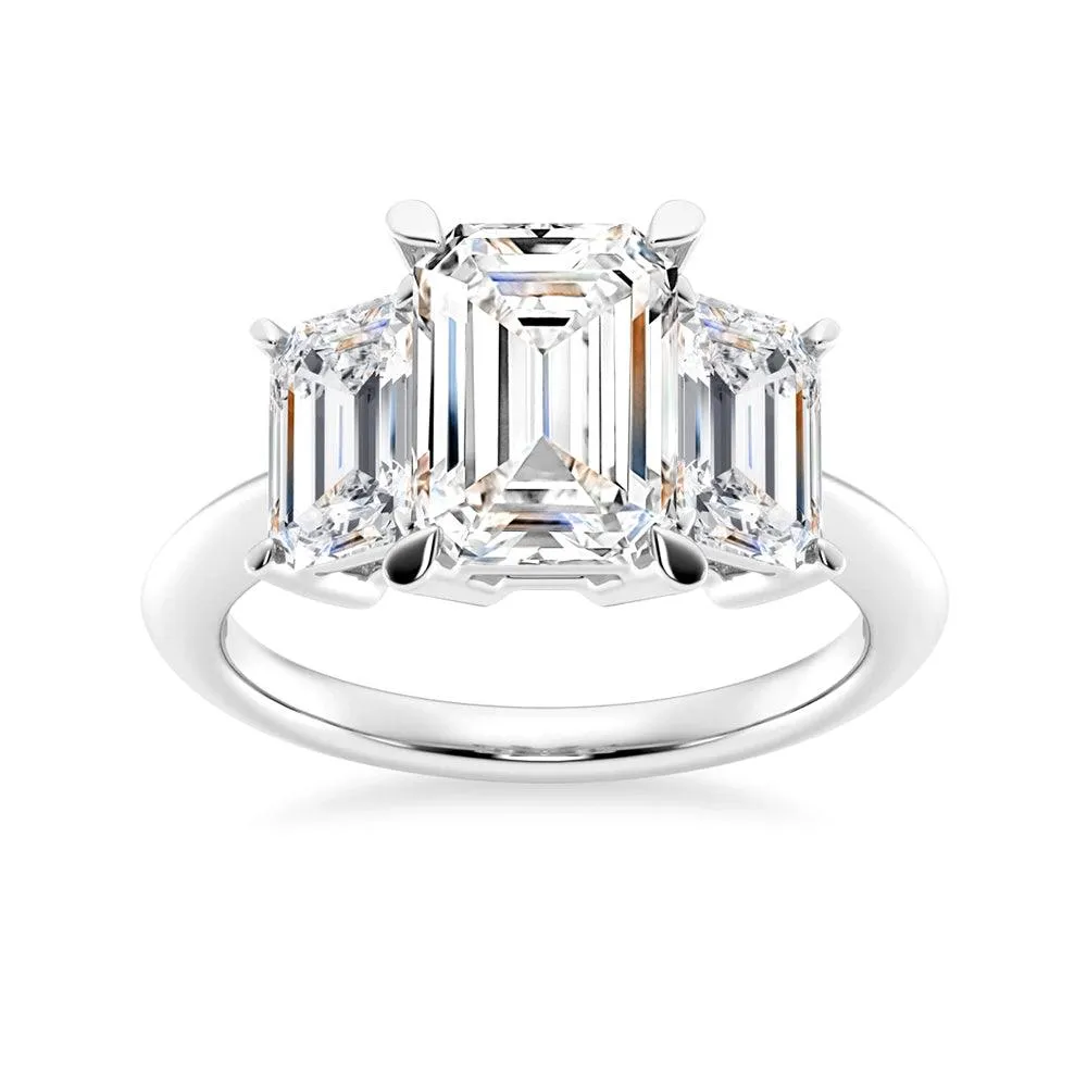 Emerald Cut Three Stone Engagement Ring