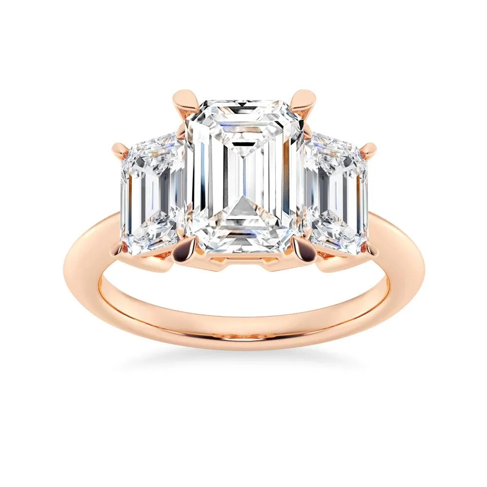 Emerald Cut Three Stone Engagement Ring