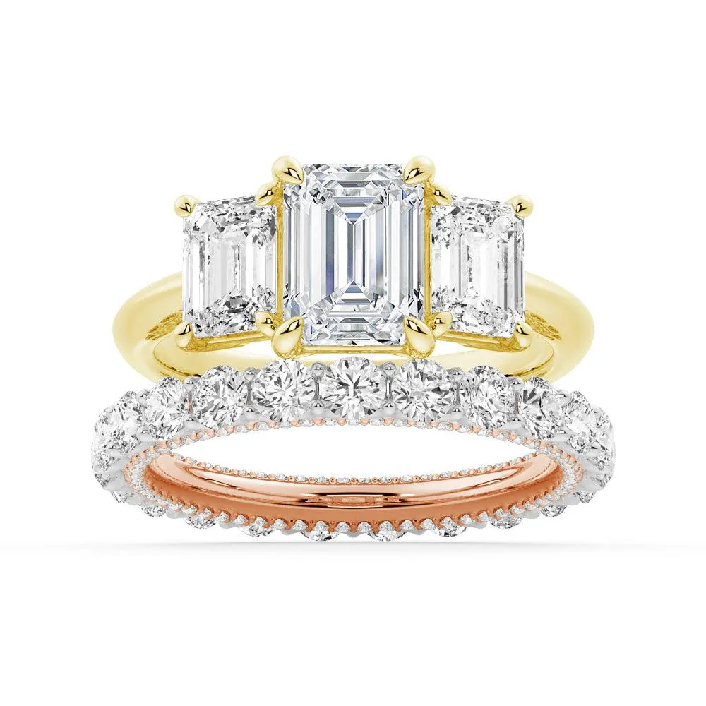 Emerald Cut Three Stone Engagement Ring