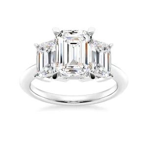 Emerald Cut Three Stone Engagement Ring