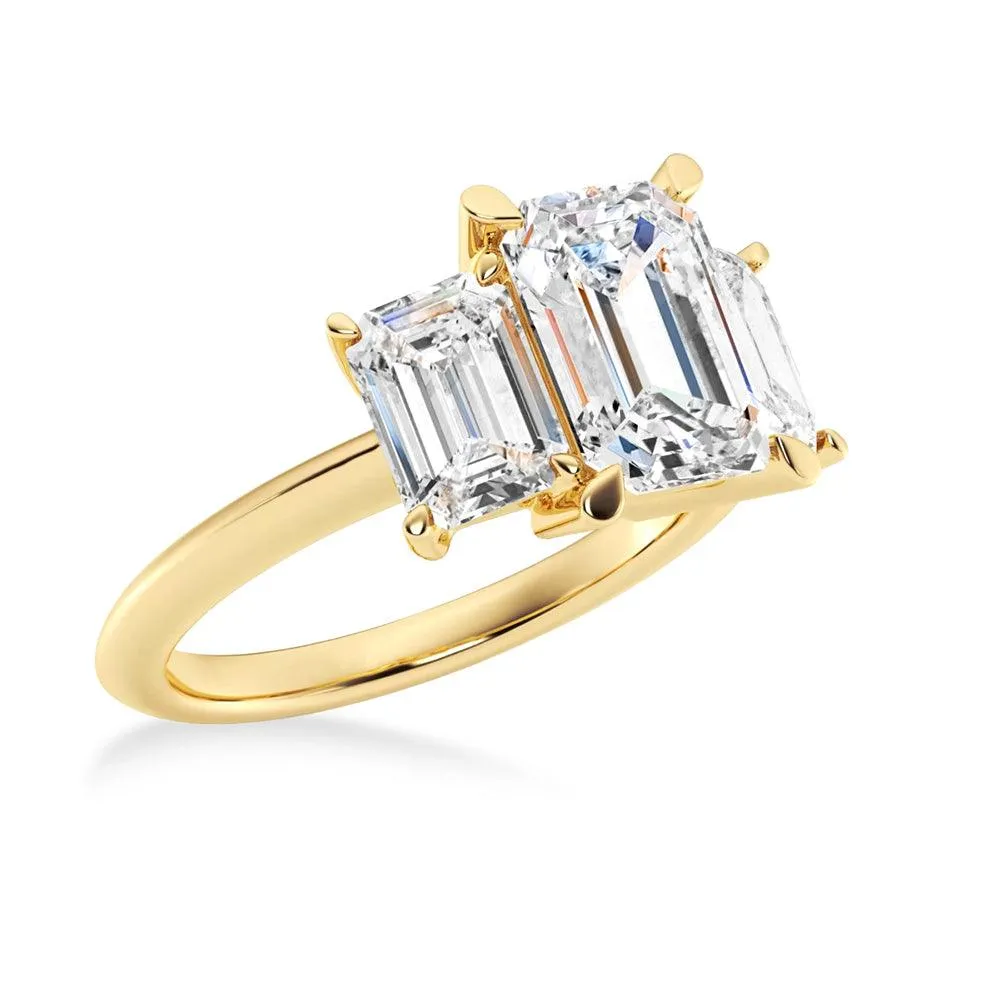 Emerald Cut Three Stone Engagement Ring