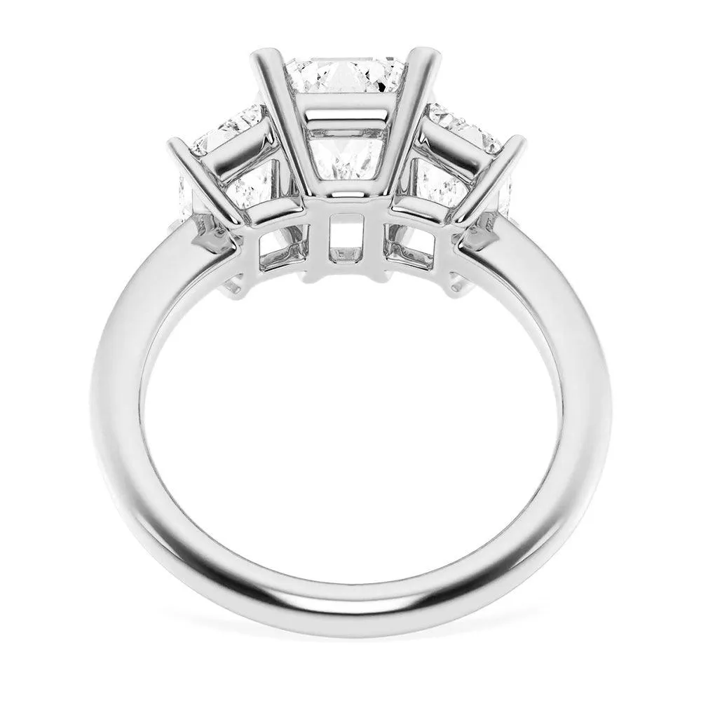 Emerald Cut Three Stone Engagement Ring