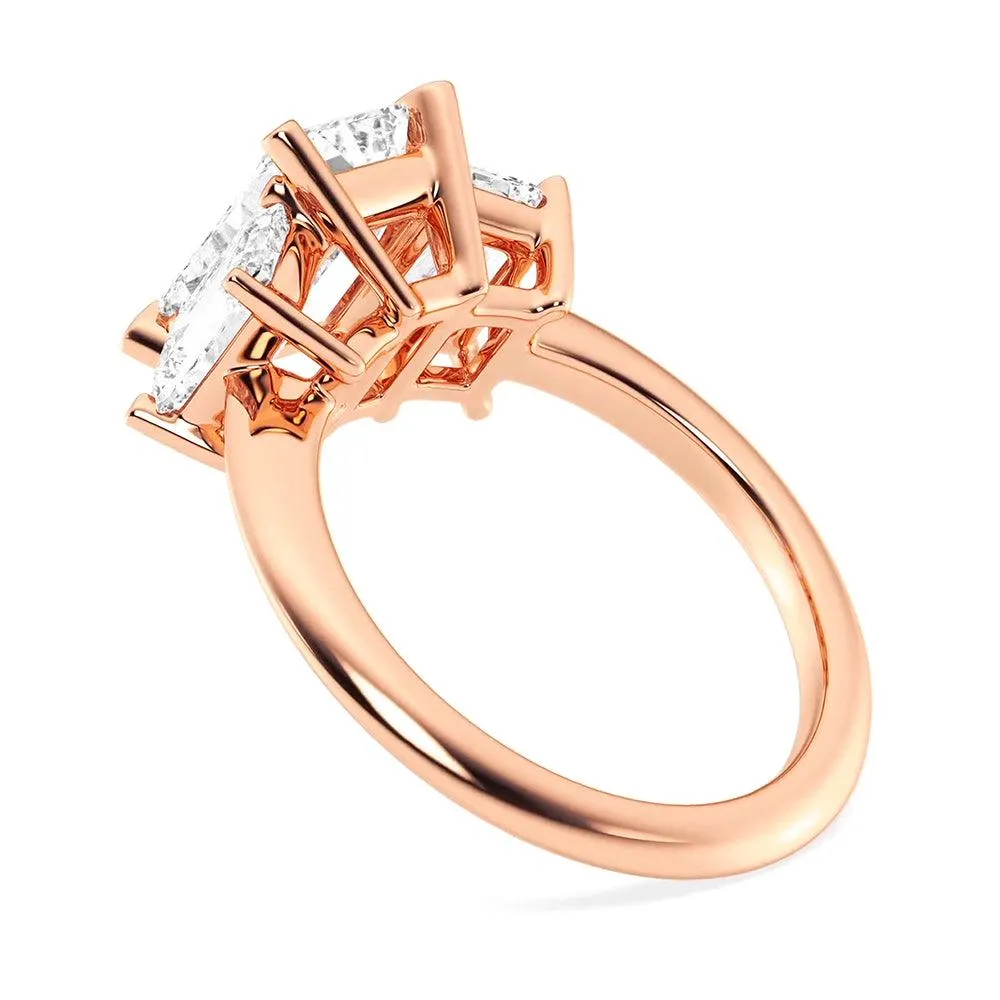 Emerald Cut Three Stone Engagement Ring