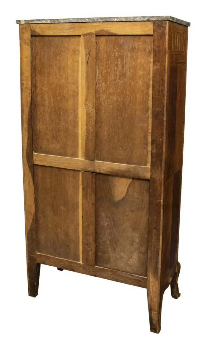 FRENCH MARBLE-TOP MARQUETRY SHEET MUSIC CABINET, 19th century ( 1800s )