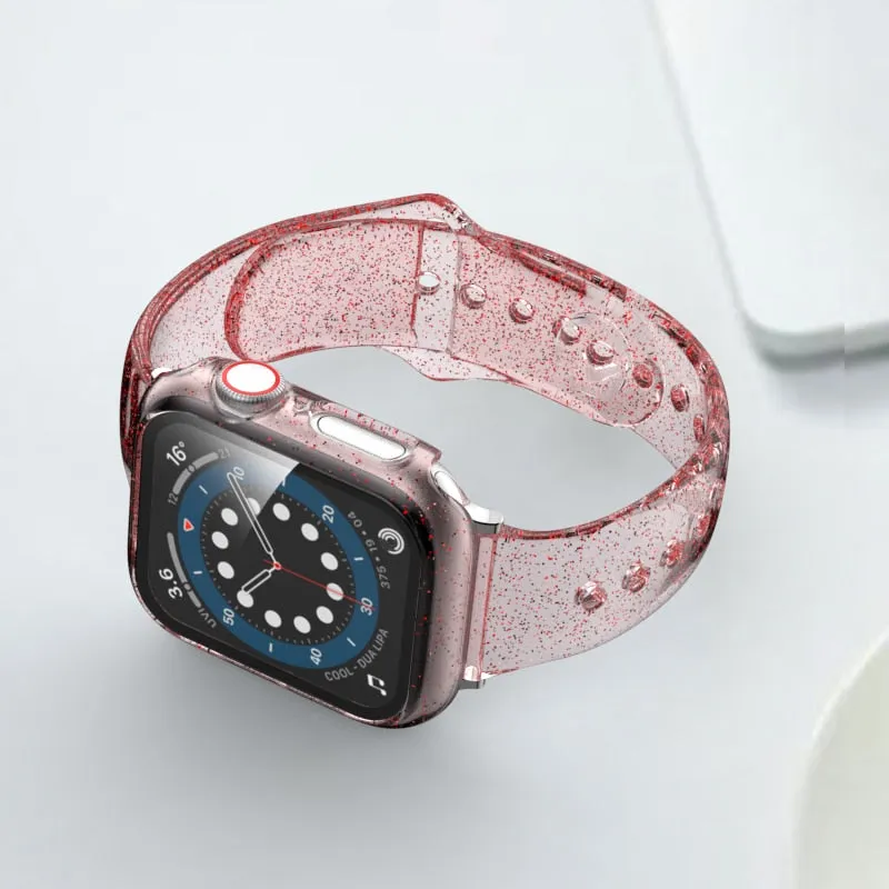 Glitter Strap Tempered Glass Case Series 6 5 Transparent Slim Silicone