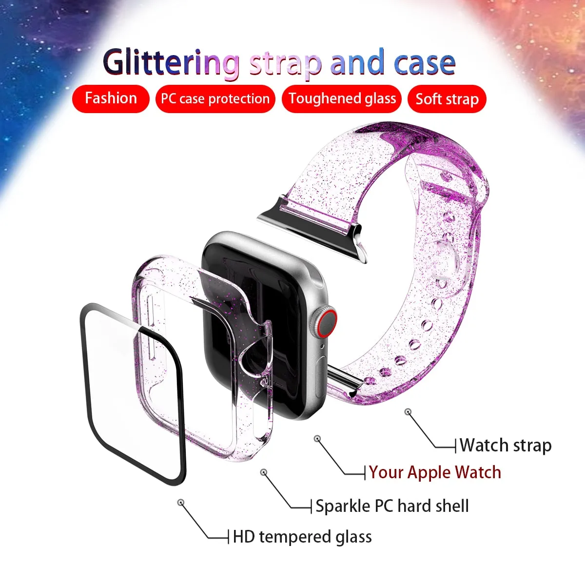 Glitter Strap Tempered Glass Case Series 6 5 Transparent Slim Silicone