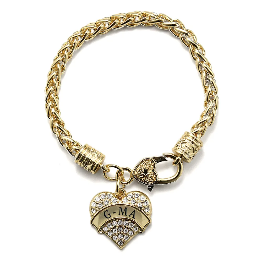 Gold G-ma Pave Heart Charm Braided Bracelet