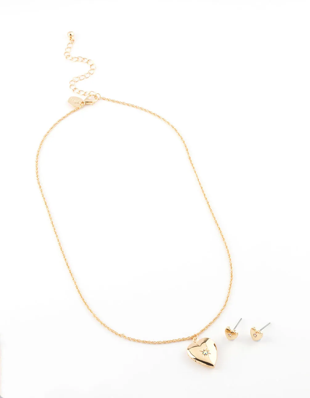 Gold Heart Locket Jewellery Set