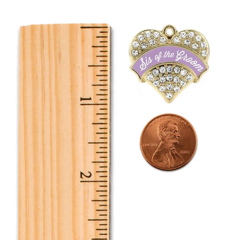 Gold Lavender Sis of the Groom Pave Heart Charm Toggle Bracelet