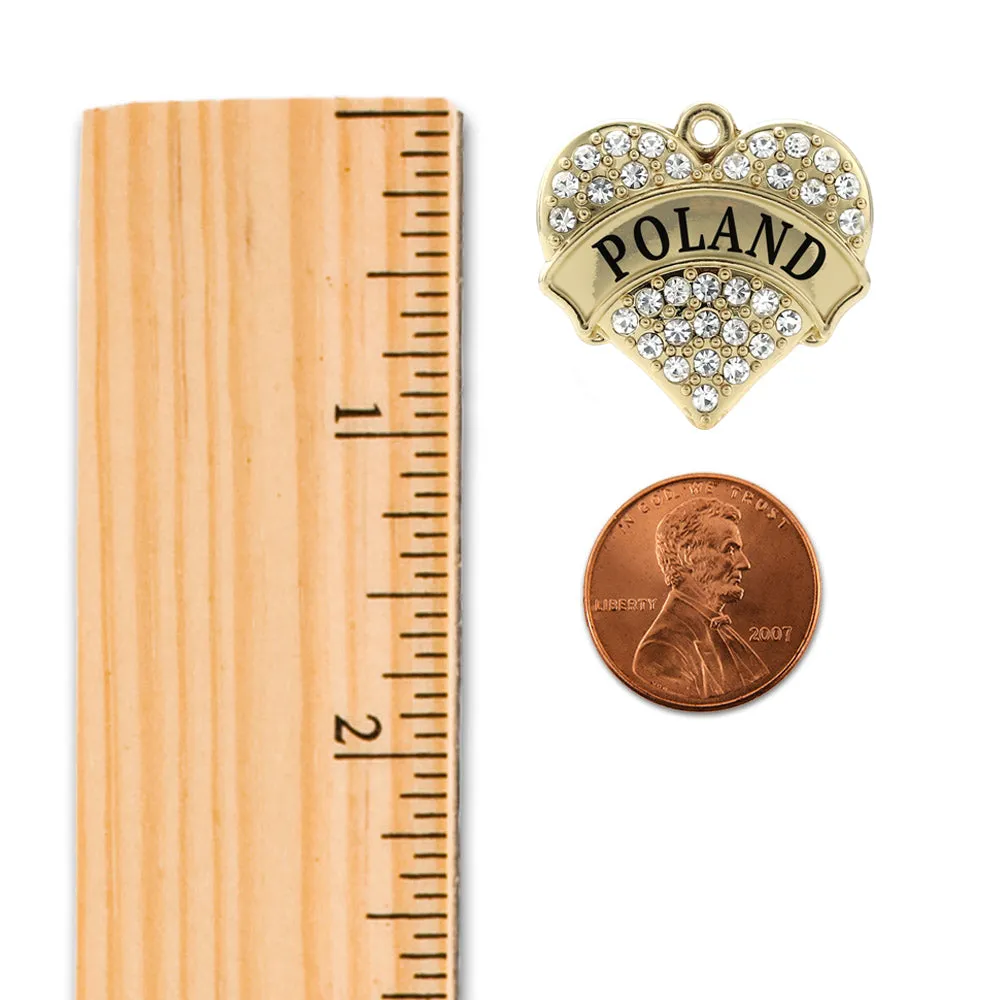 Gold Poland Pave Heart Charm Braided Bracelet