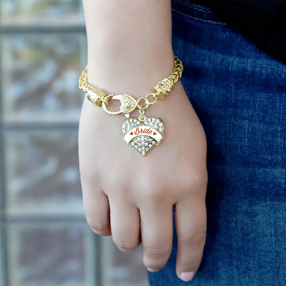 Gold Rust Bride Pave Heart Charm Braided Bracelet