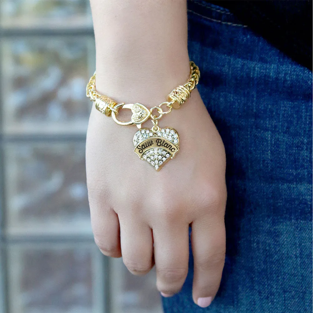 Gold Suav Blanc Pave Heart Charm Braided Bracelet