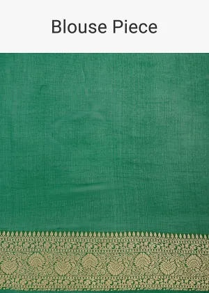 Graceful Green Banarasi Khaddi Saree Set