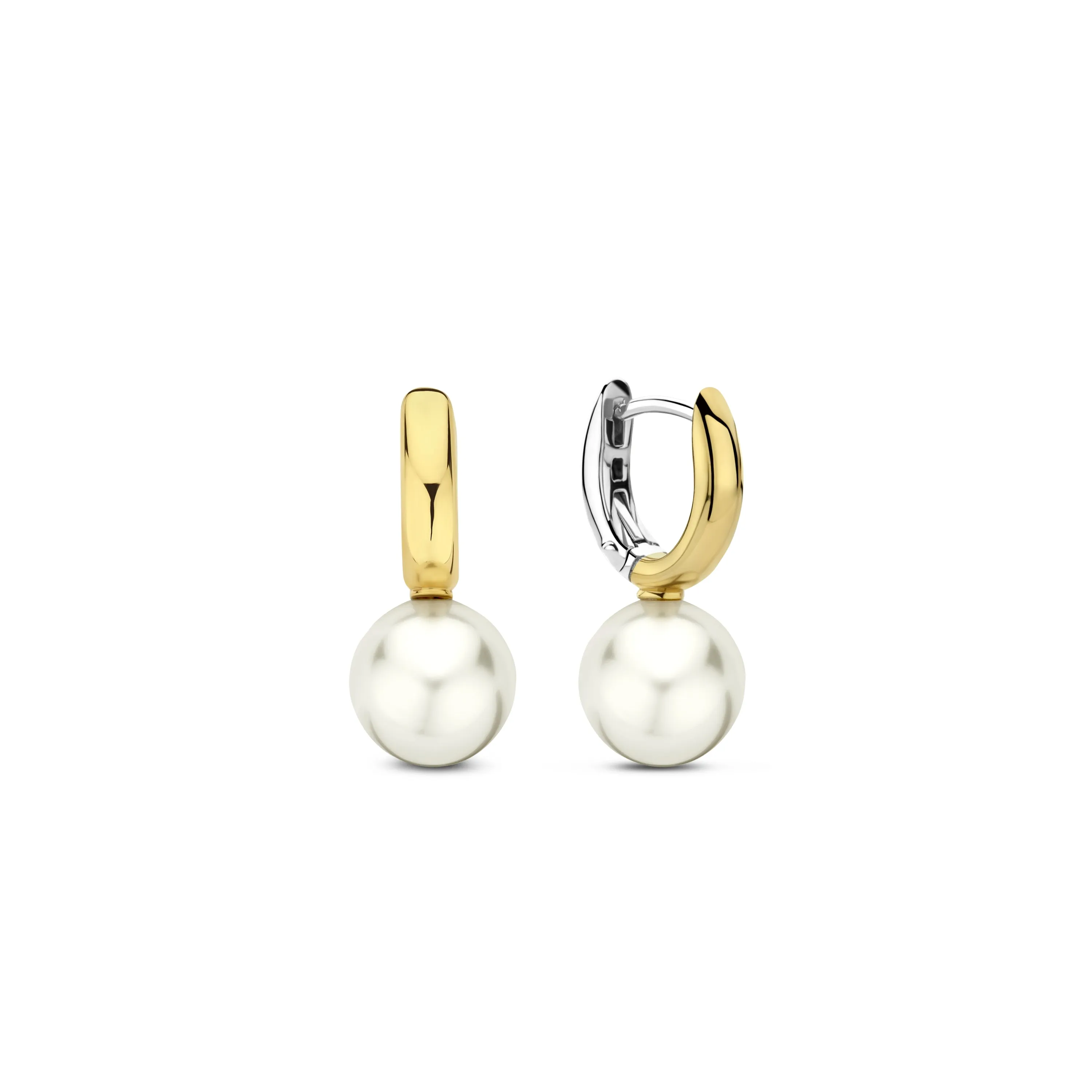 Graceful Pearl Two Tone Earrings