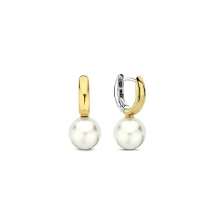 Graceful Pearl Two Tone Earrings