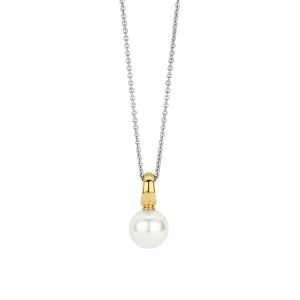 Graceful Pearl Two Tone Necklace