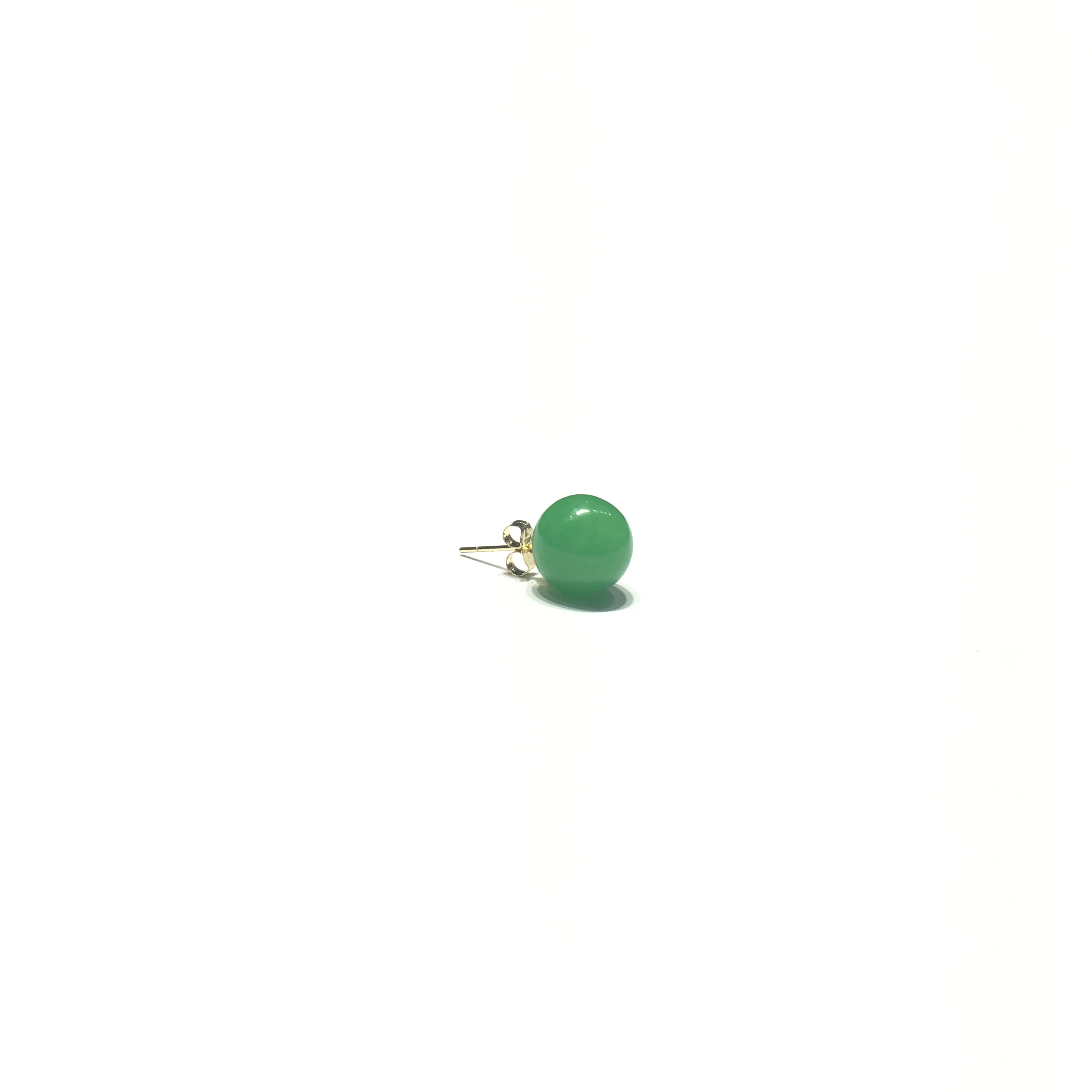 Green Jade Ball Stud Earrings (14K)