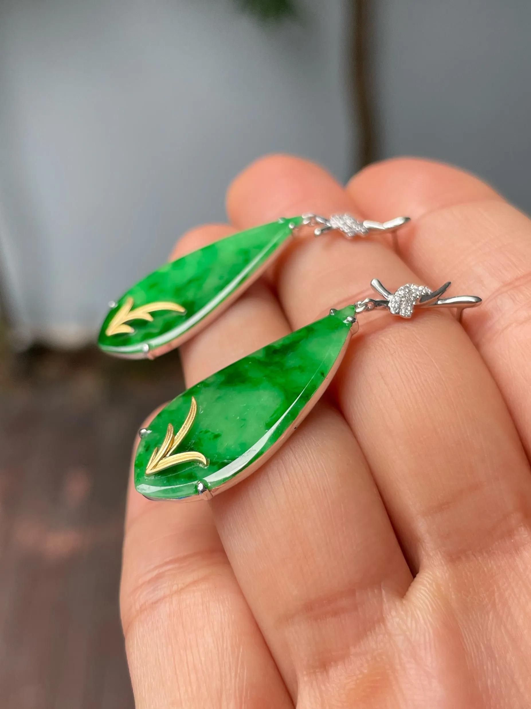 Green Jade Earrings (NJE212)