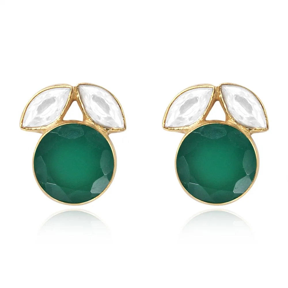 Green LOVE SILVER STUDS