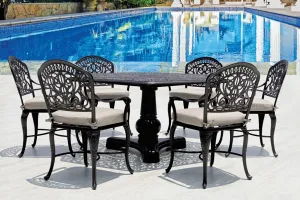 Hanamint 7 pc Tuscany Dining Set with Hexagonal Inlaid Lazy Susan Table
