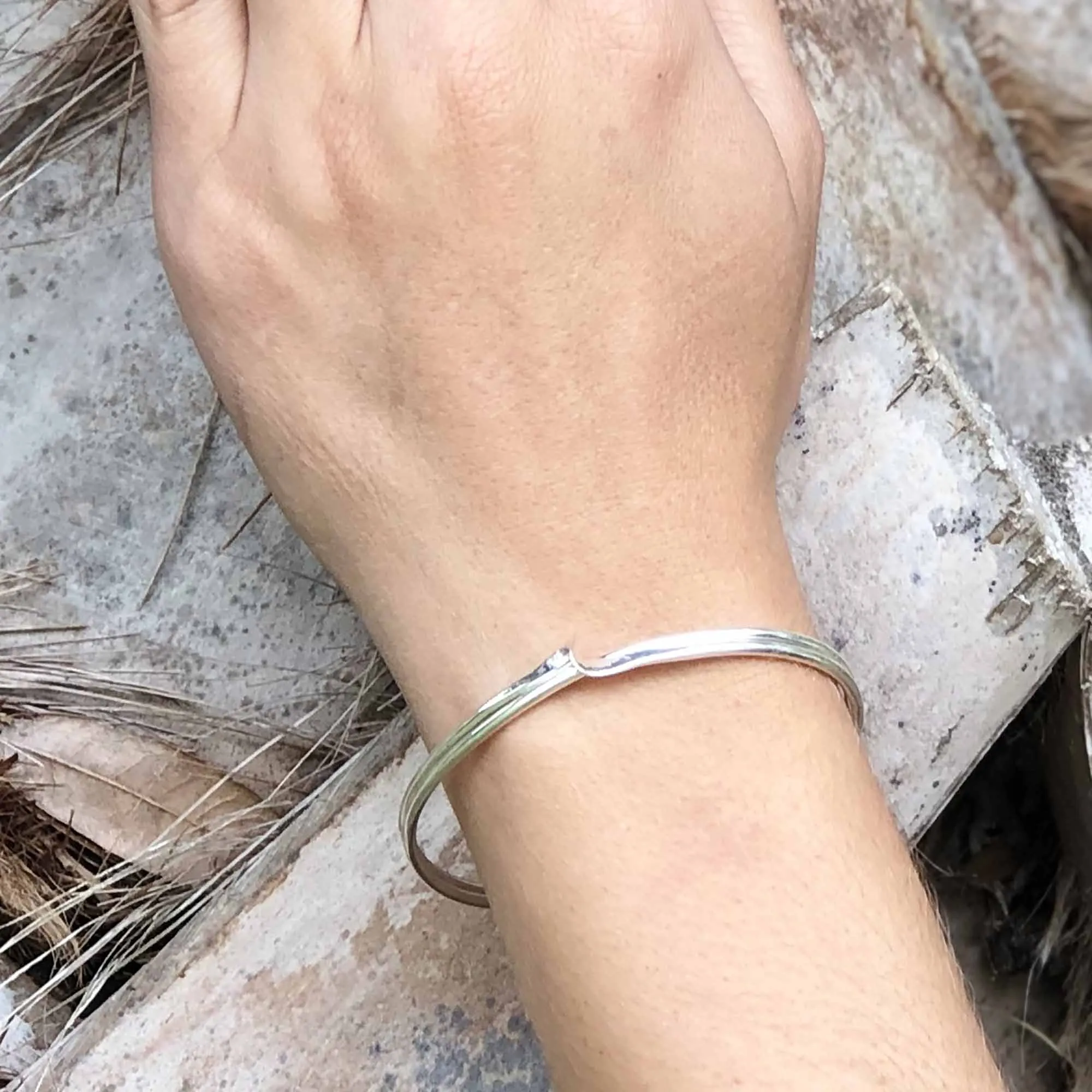 Handcrafted Silver-Plated Cuff Bracelet with Wave Design - Unique, Made by Women in Mexico