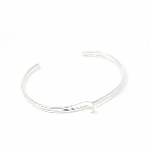 Handcrafted Silver-Plated Cuff Bracelet with Wave Design - Unique, Made by Women in Mexico