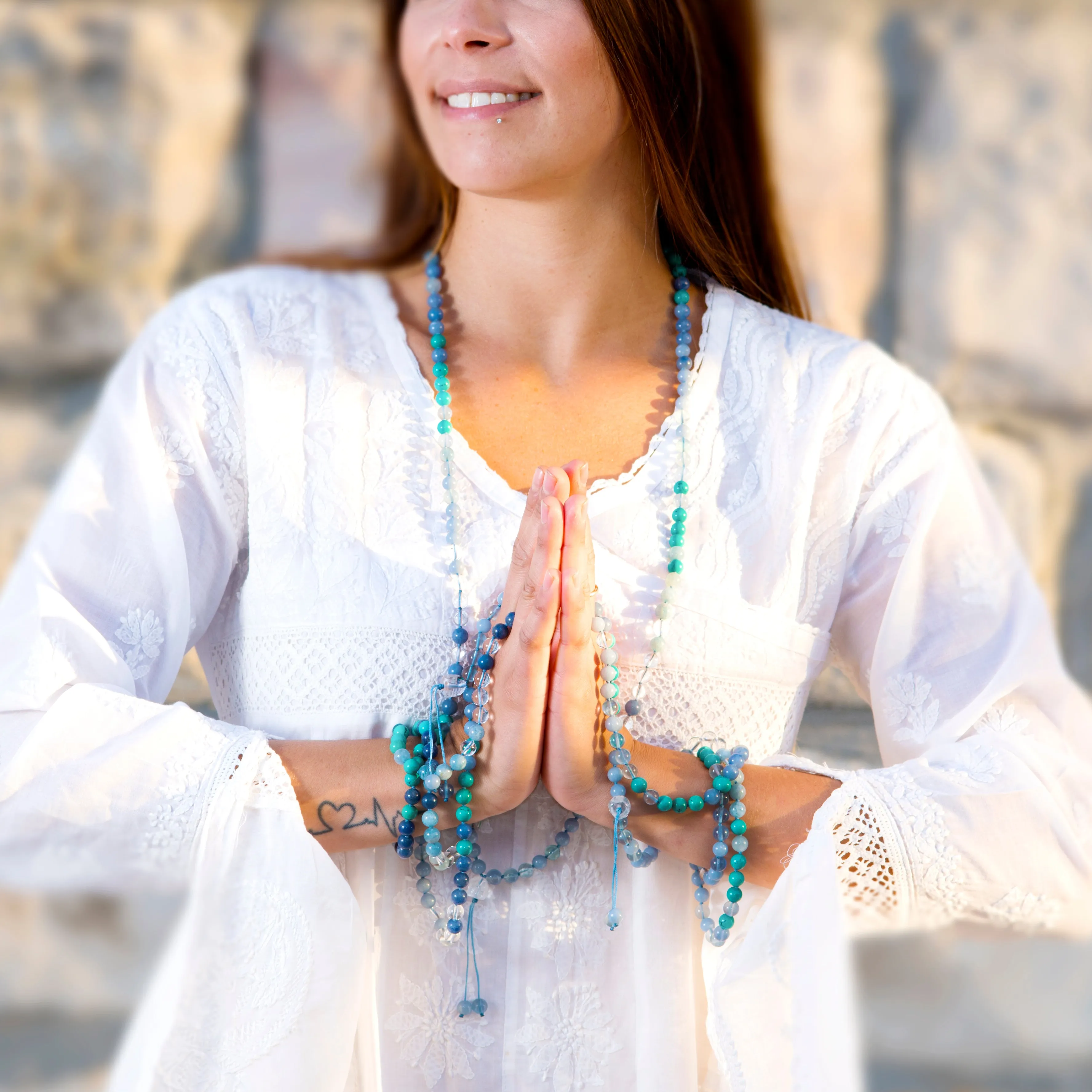 Happy Buddha Throat Chakra Mala - Expression & Release