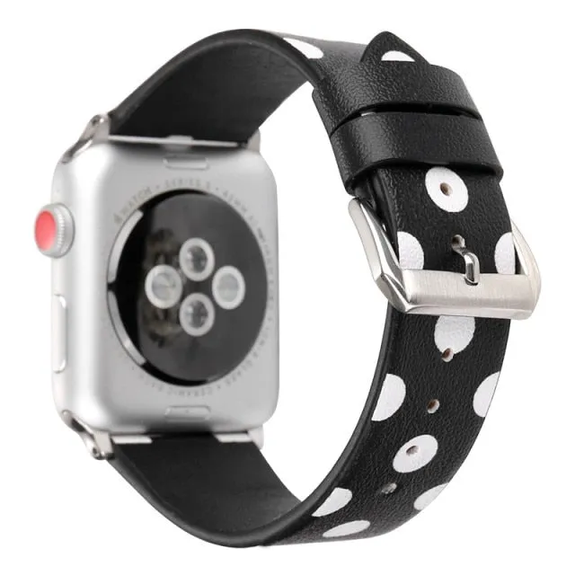 High-Quality Leather Strap Series 7 6 Wave Point Polca Dots Wristband