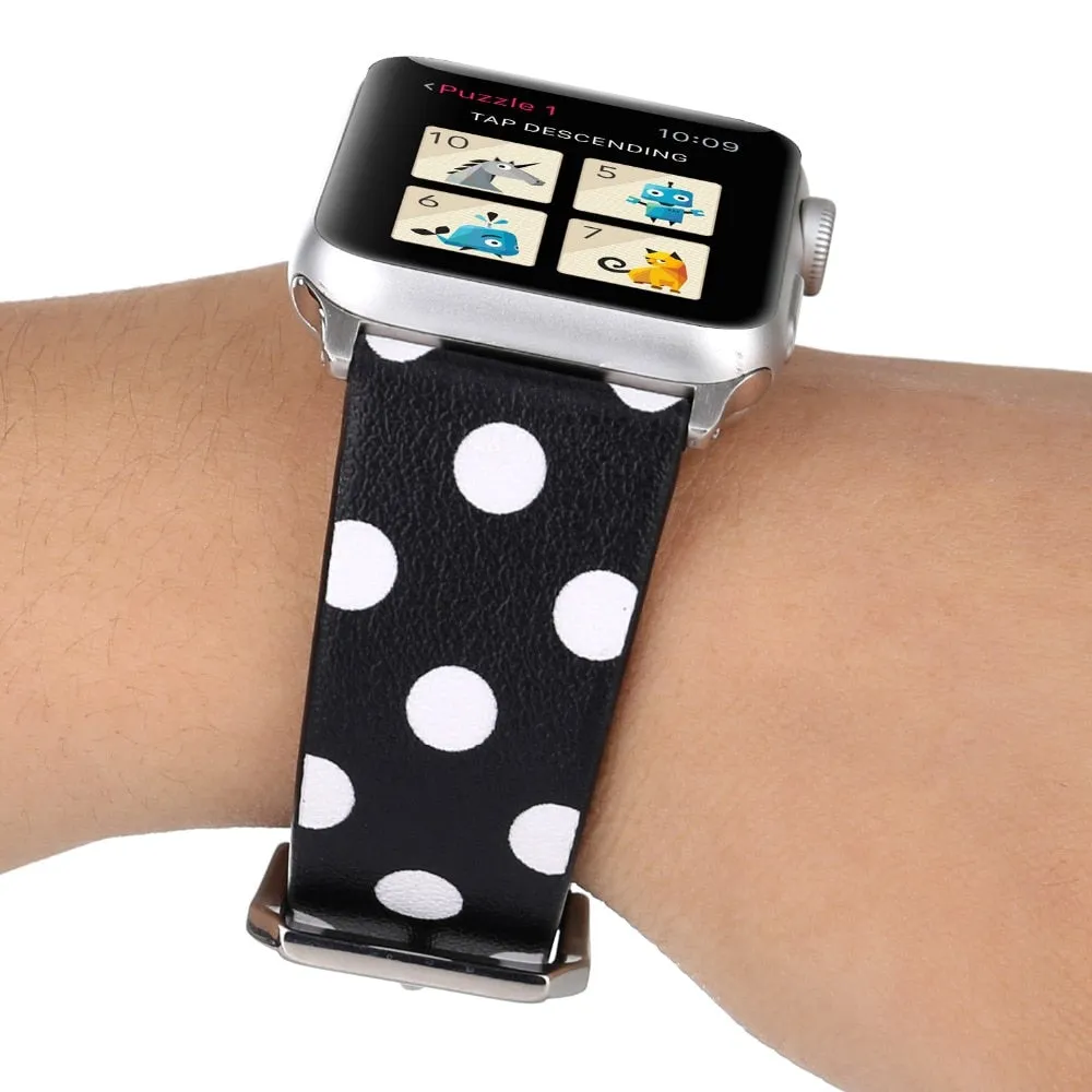High-Quality Leather Strap Series 7 6 Wave Point Polca Dots Wristband