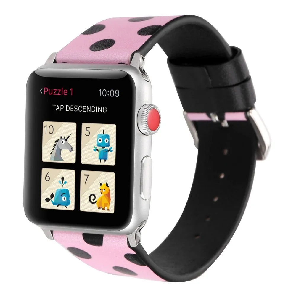 High-Quality Leather Strap Series 7 6 Wave Point Polca Dots Wristband
