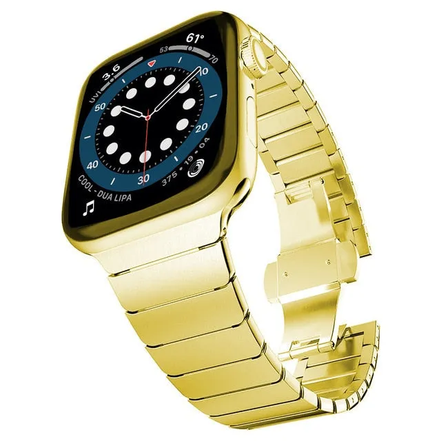 High-Quality Steel Strap For Apple Series 7 6 5 Butterfly Buckle Metal
