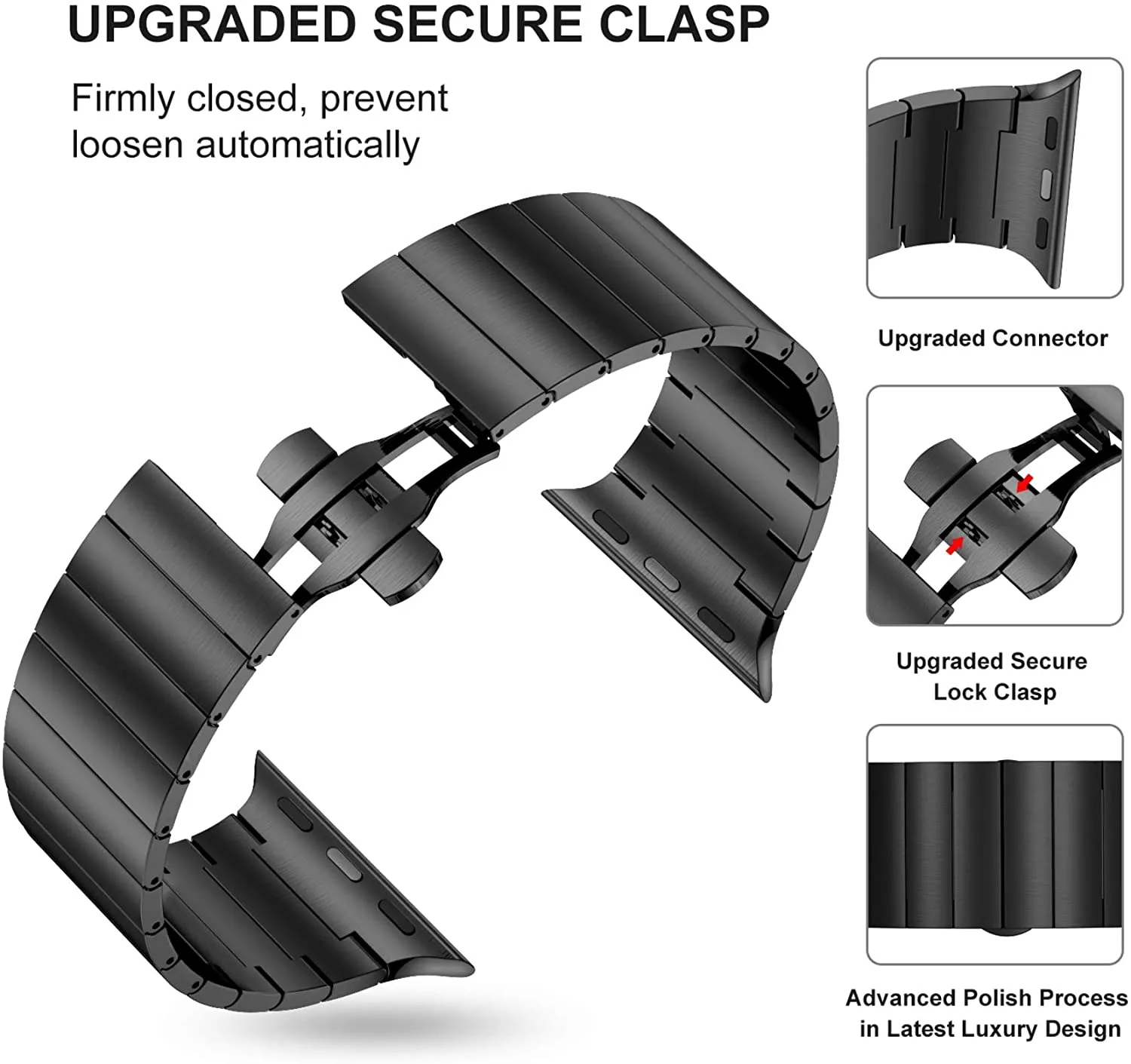 High-Quality Steel Strap For Apple Series 7 6 5 Butterfly Buckle Metal