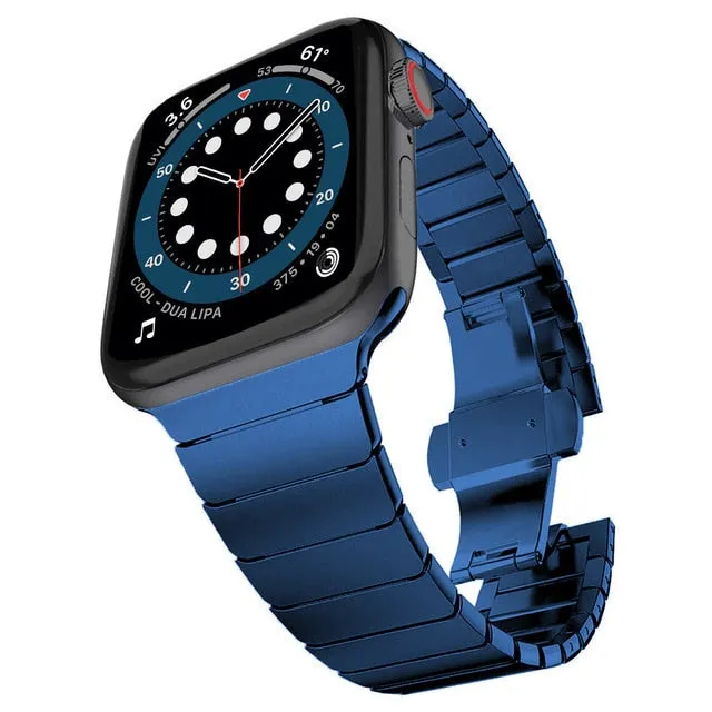 High-Quality Steel Strap For Apple Series 7 6 5 Butterfly Buckle Metal