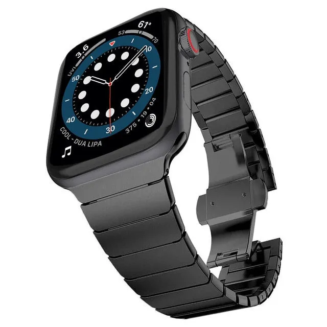 High-Quality Steel Strap For Apple Series 7 6 5 Butterfly Buckle Metal