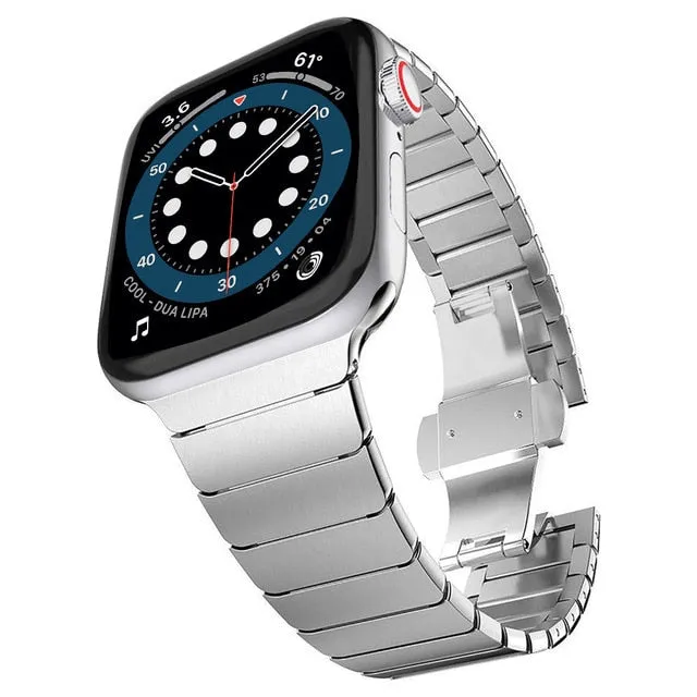 High-Quality Steel Strap For Apple Series 7 6 5 Butterfly Buckle Metal