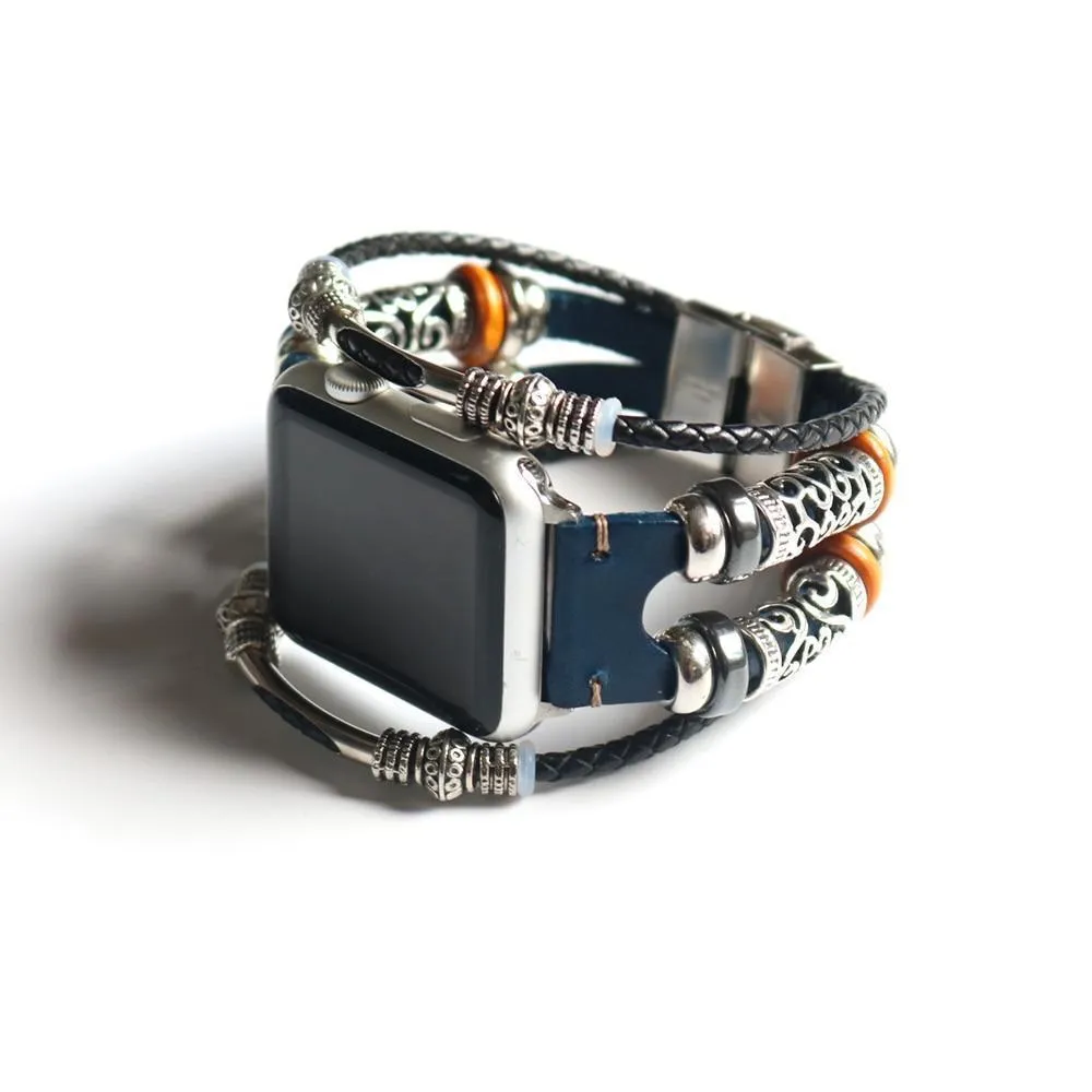 Homemade Ethnic Vintage Bead w/ Leather Retro Punk Style Series