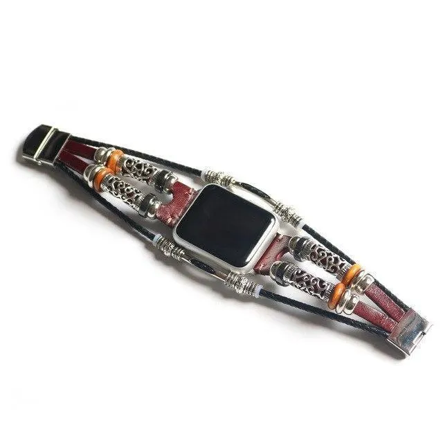 Homemade Ethnic Vintage Bead w/ Leather Retro Punk Style Series