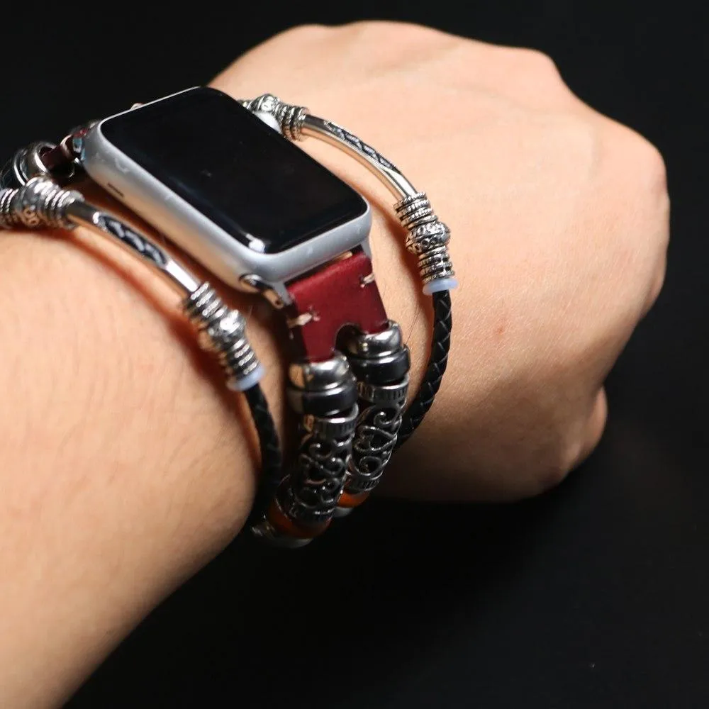 Homemade Ethnic Vintage Bead w/ Leather Retro Punk Style Series
