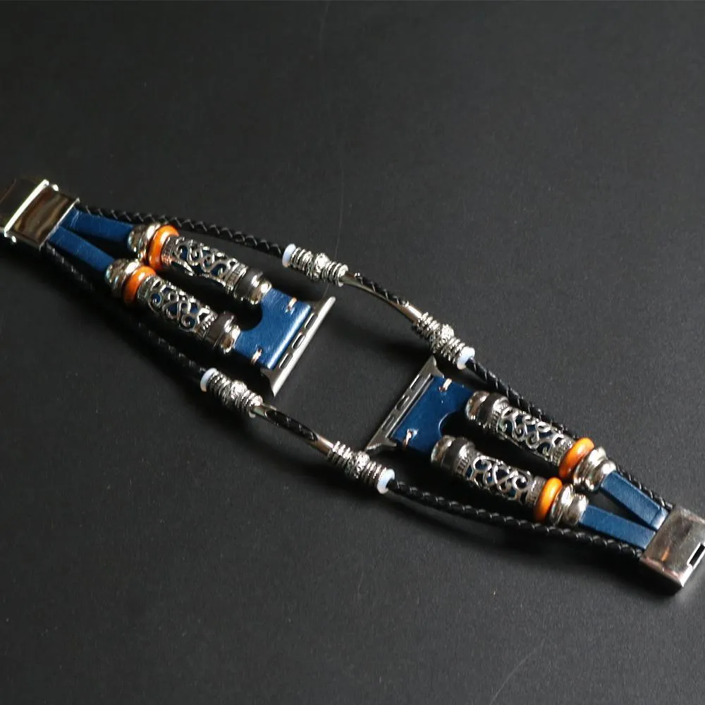 Homemade Ethnic Vintage Bead w/ Leather Retro Punk Style Series
