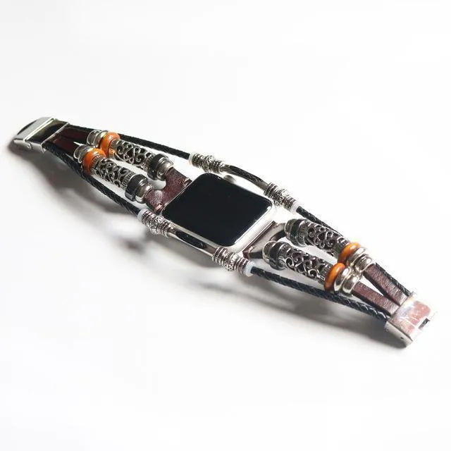 Homemade Ethnic Vintage Bead w/ Leather Retro Punk Style Series