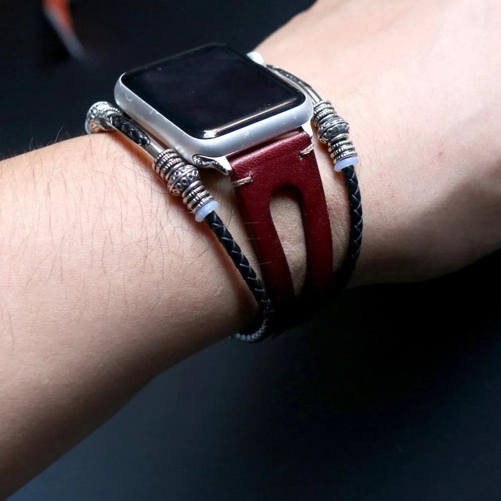 Homemade Ethnic Vintage Bead w/ Leather Retro Punk Style Series