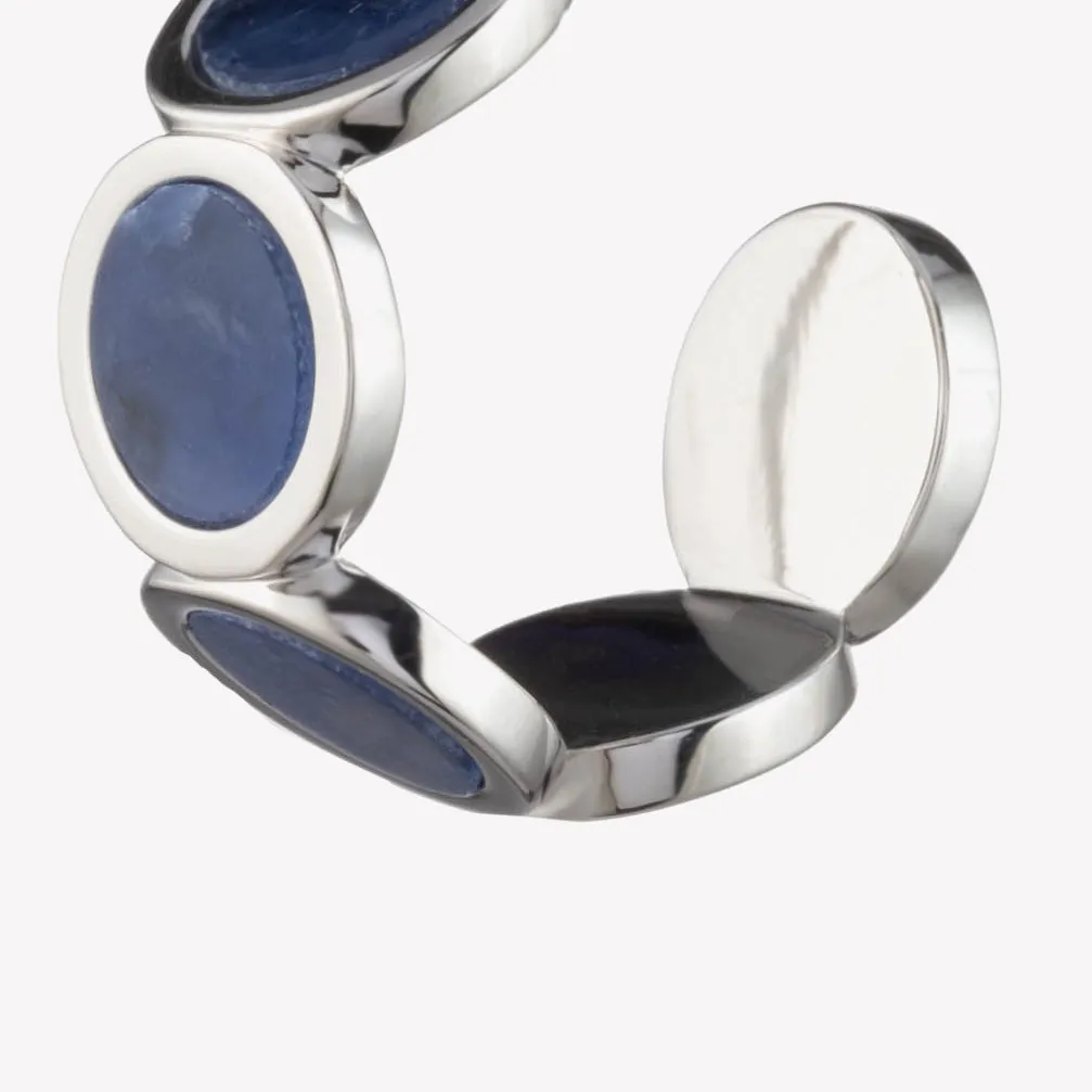 INLAID ROUND HOOPS - LAPIS LAZULI