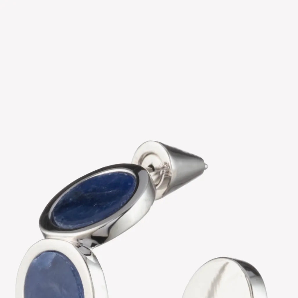 INLAID ROUND HOOPS - LAPIS LAZULI
