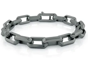 Italgem 9mm Matte Rectangular Large Link Bracelet- Gunmetal