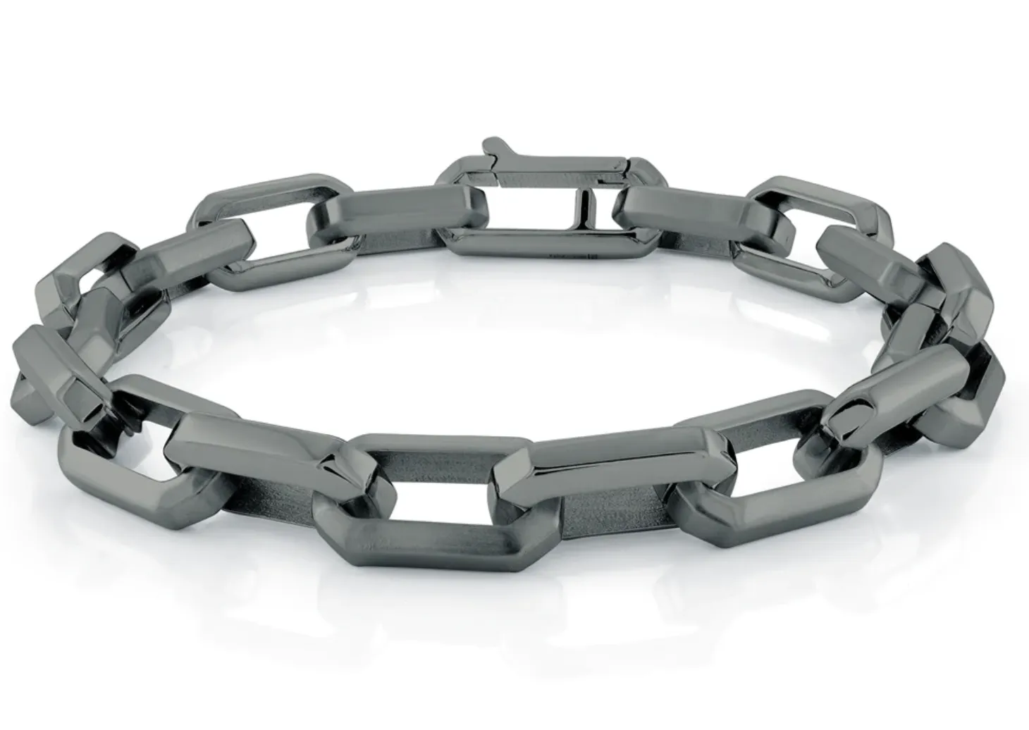 Italgem 9mm Matte Rectangular Large Link Bracelet- Gunmetal