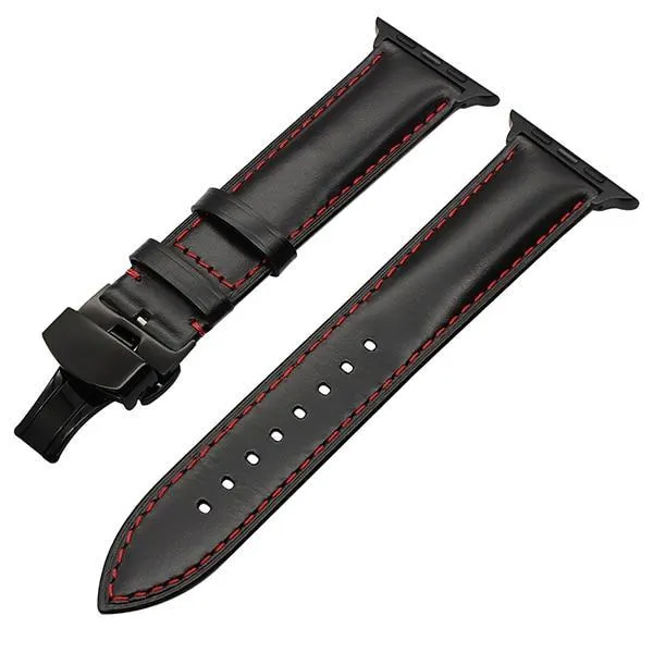 Italy Calf Genuine Leather Watchband Butterfly Buckle Band Series